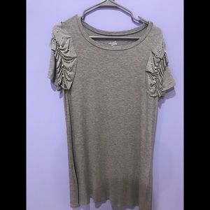 Grey Embroided Pearl Sleeved Dress